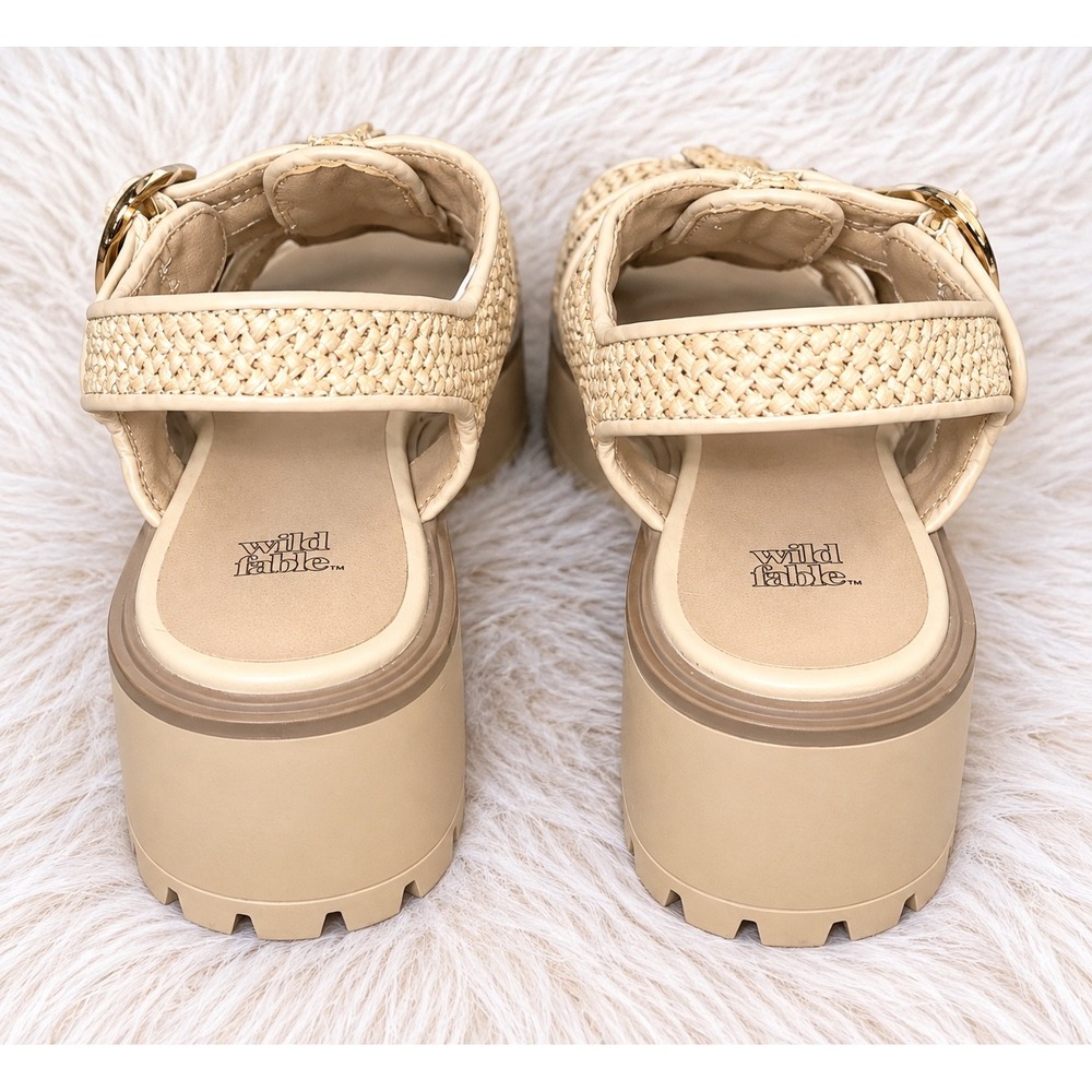 Wild Fable Womens Elvie Raffia Platform Fisherman Sandals Tan Beige 9.5 NWT - Picture 4 of 6